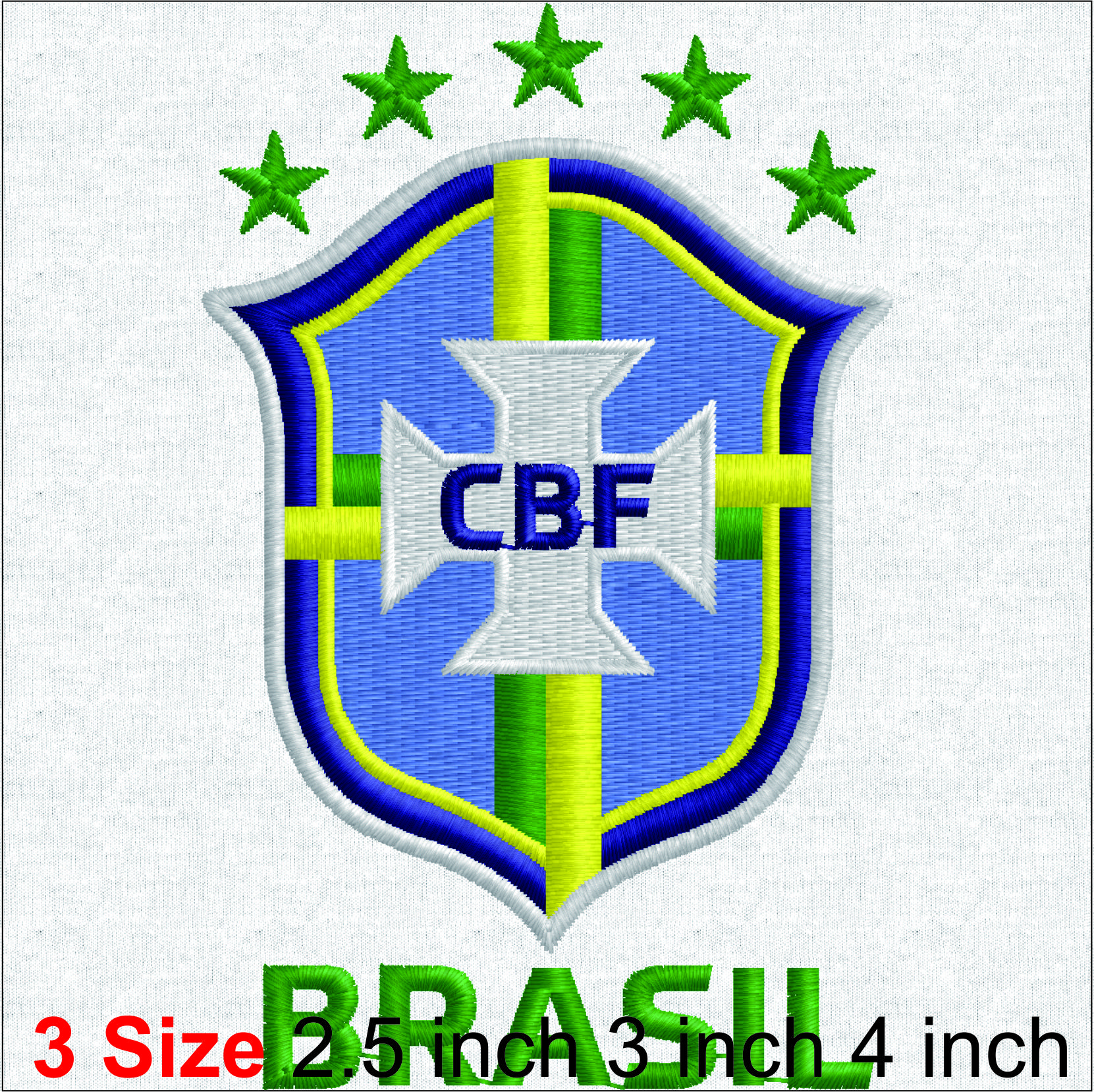 Brazil National Football Team Embroidery Design — 3 Sizes