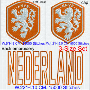 ไฟล์ลายปักทีมฟุตบอลทีมชาติเนเธอร์แลนด์ ครบเซ็ต 3 ขนาด (KNVB & NEDERLAND)