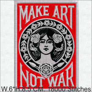 ไฟล์ลายปัก Make Art Not War ลายปักออนไลน์แนววินเทจ