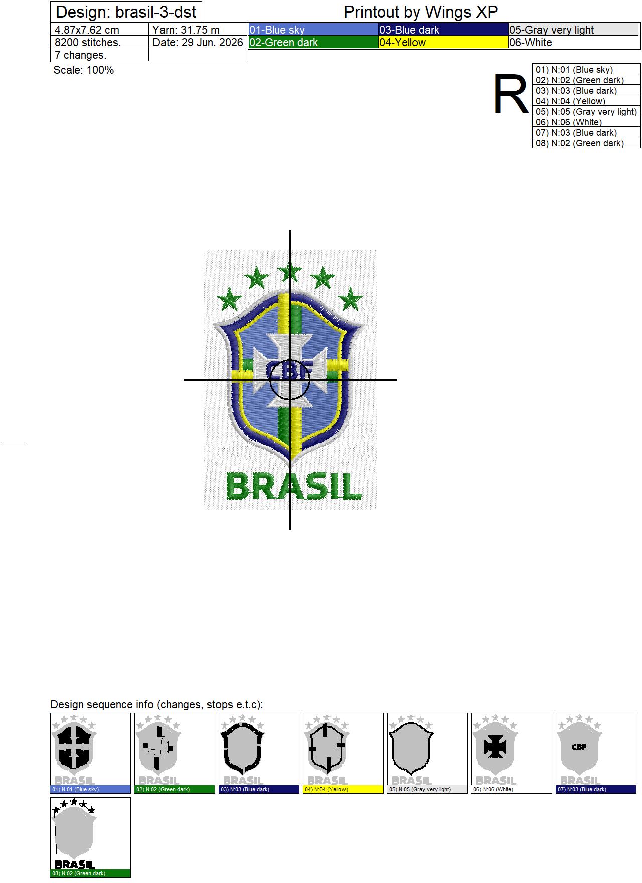 Brazil National Football Team Embroidery Design — 3 Sizes - Image 5
