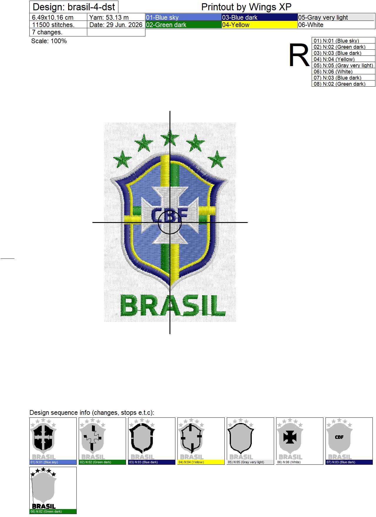 Brazil National Football Team Embroidery Design — 3 Sizes - Image 4