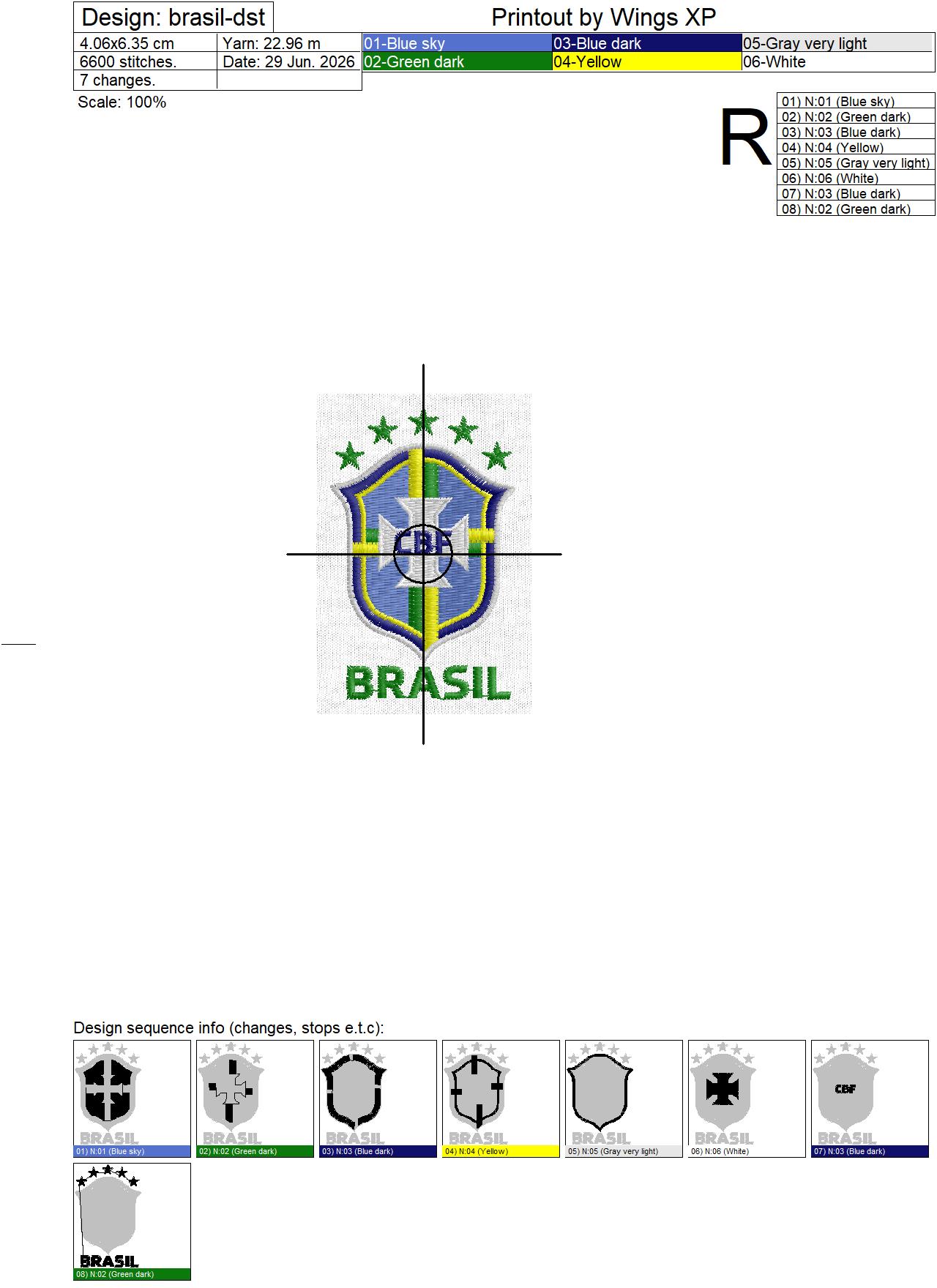 Brazil National Football Team Embroidery Design — 3 Sizes - Image 3