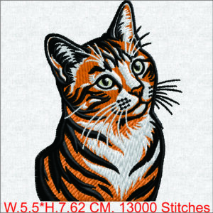 Tricolor Orange Cat Embroidery Design