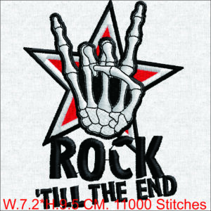 Rock Hand Skeleton Embroidery Design