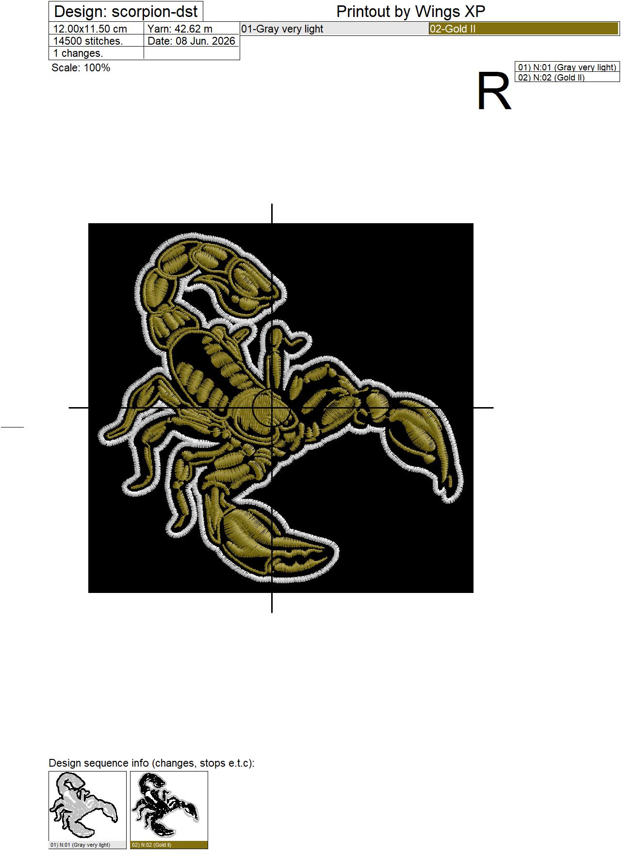 Scorpion Embroidery Design for Biker and Zodiac Patches - Image 2