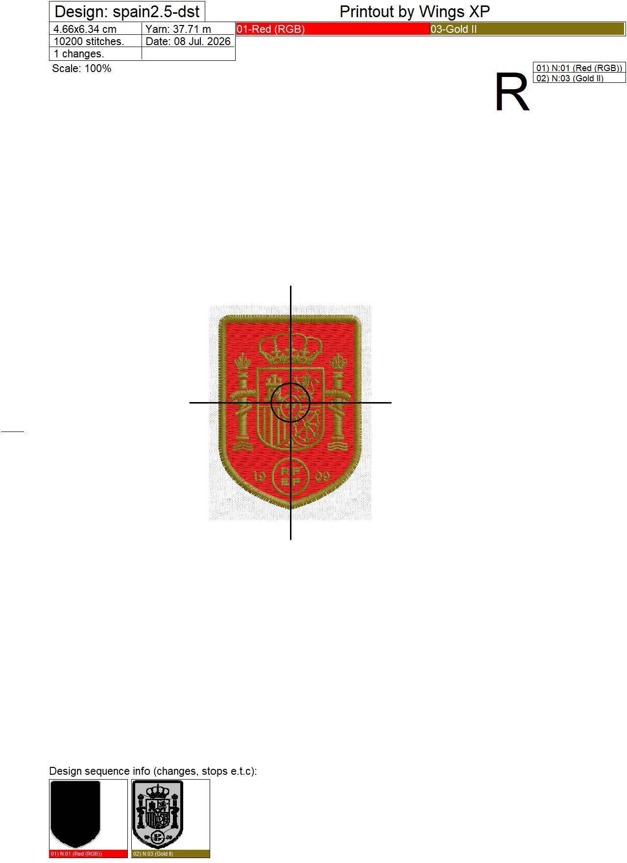 Spain National Football Team Embroidery Design — 3 Sizes - Image 3