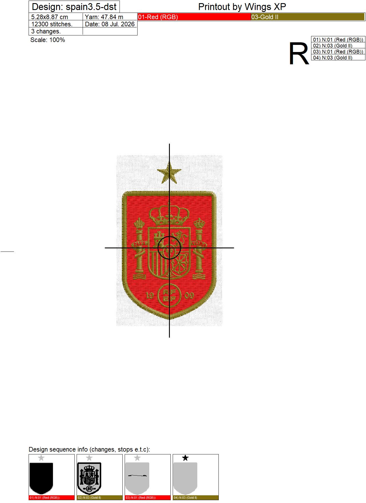 Spain National Football Team Embroidery Design — 3 Sizes - Image 4