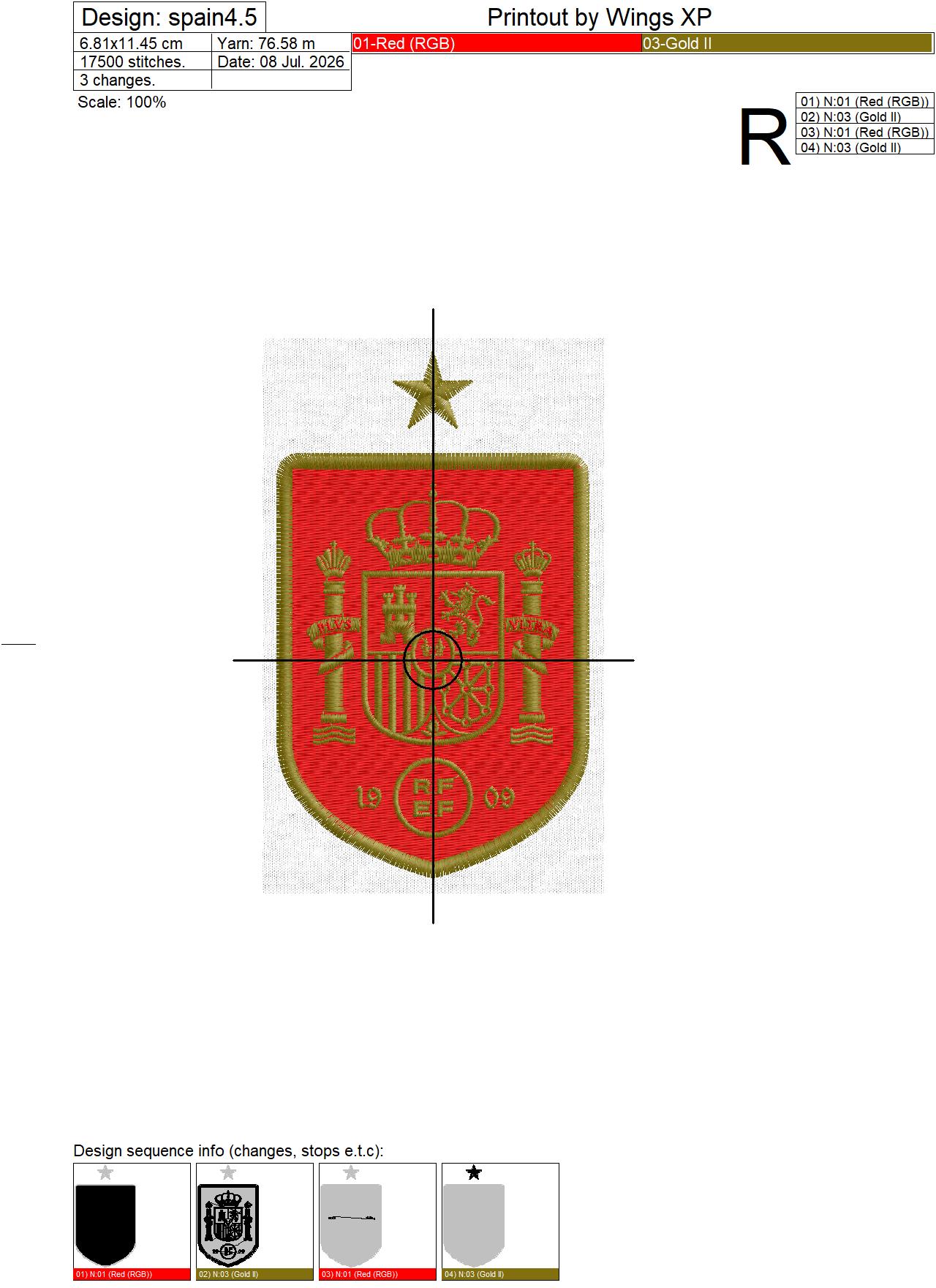 Spain National Football Team Embroidery Design — 3 Sizes - Image 5