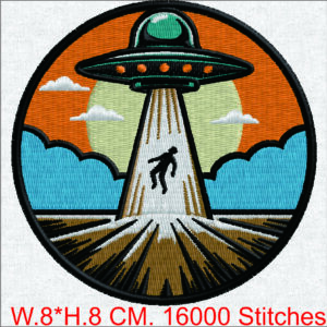 ไฟล์ลายปัก UFO จานบินมนุษย์ต่างดาว ลายปักออนไลน์แนวเรโทรสำหรับอาร์มและเสื้อผ้า