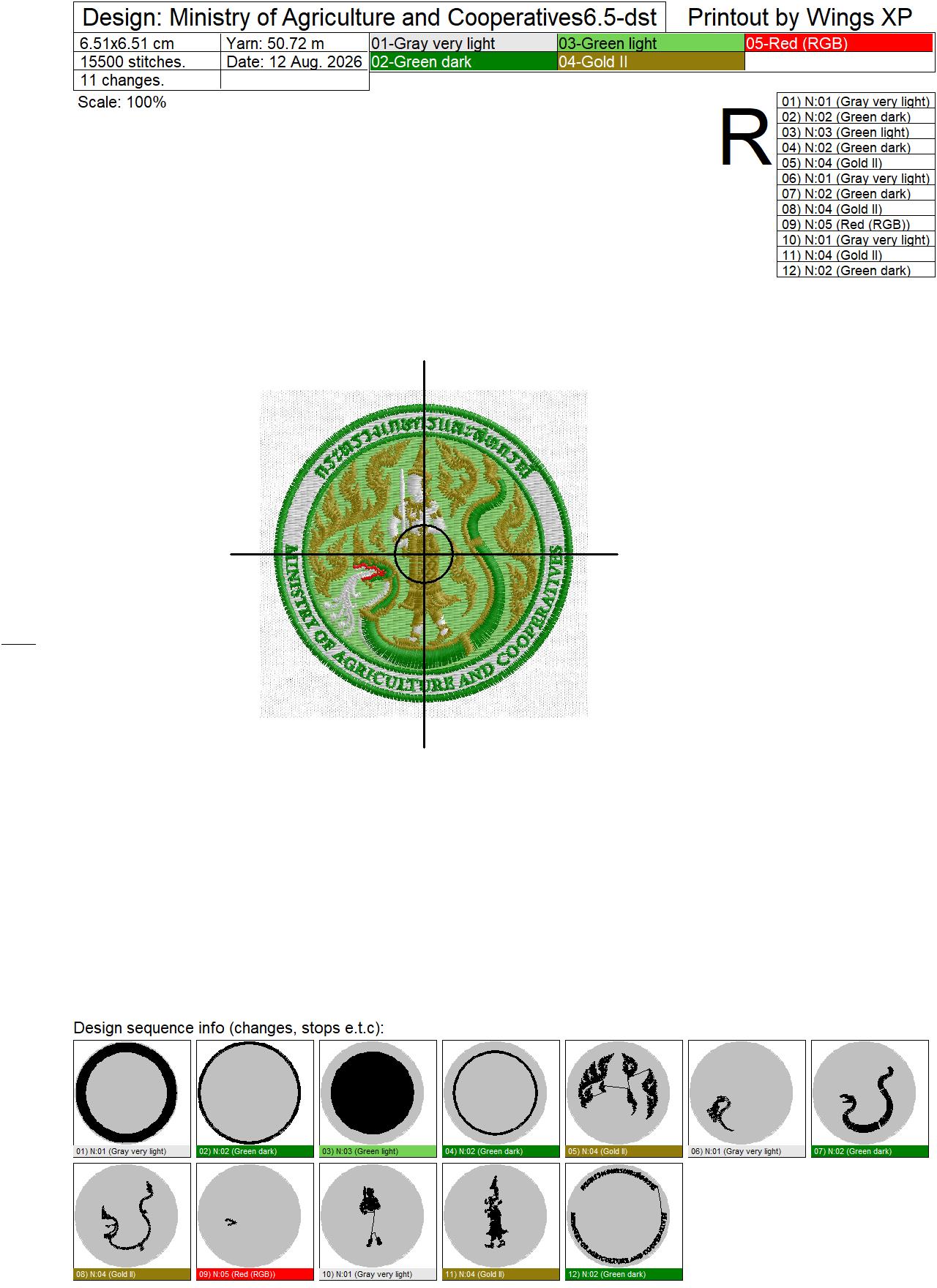 ลายปักตรากระทรวงเกษตรและสหกรณ์ Ministry of Agriculture and Cooperatives - Image 2
