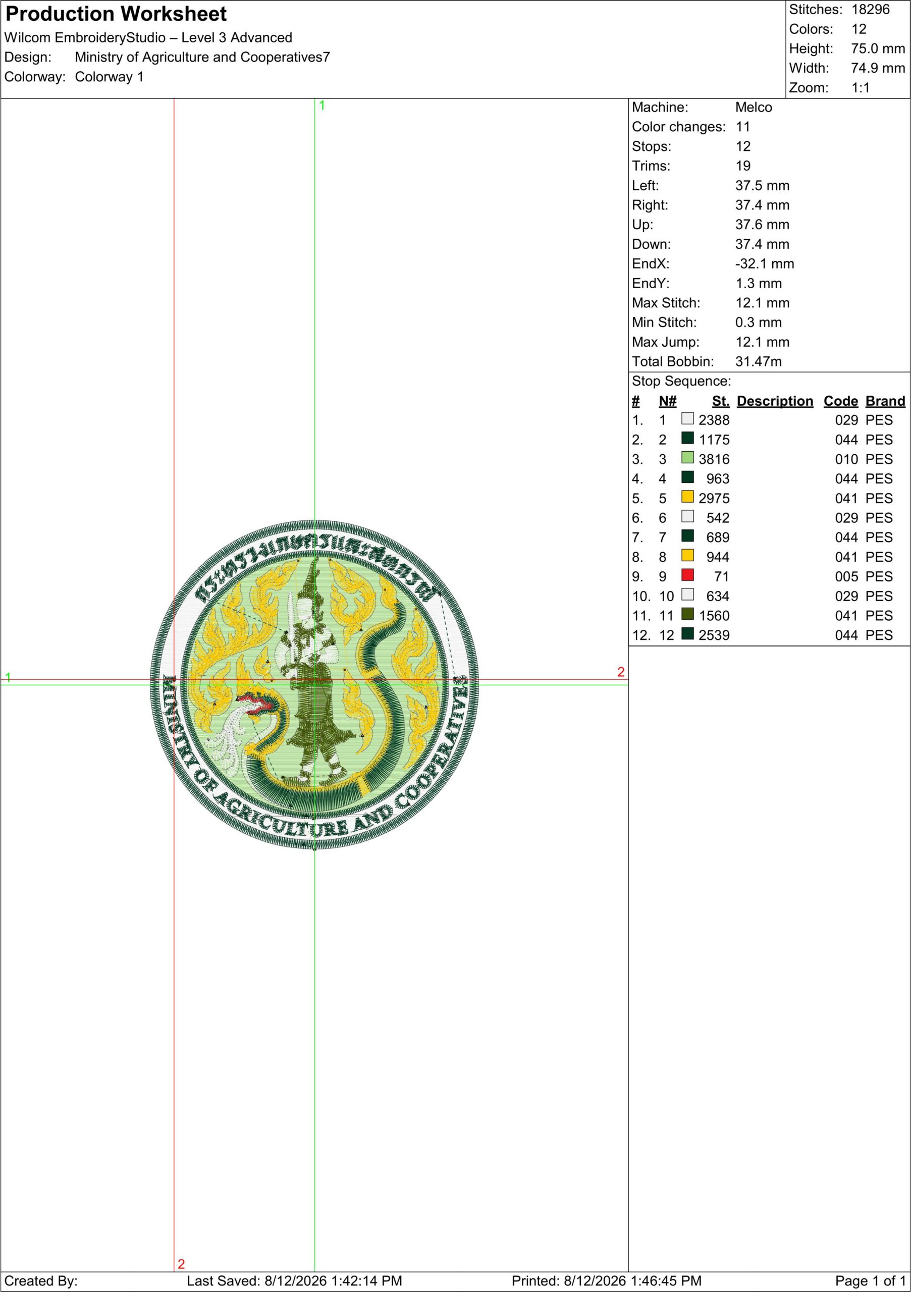 ลายปักตรากระทรวงเกษตรและสหกรณ์ Ministry of Agriculture and Cooperatives - Image 5