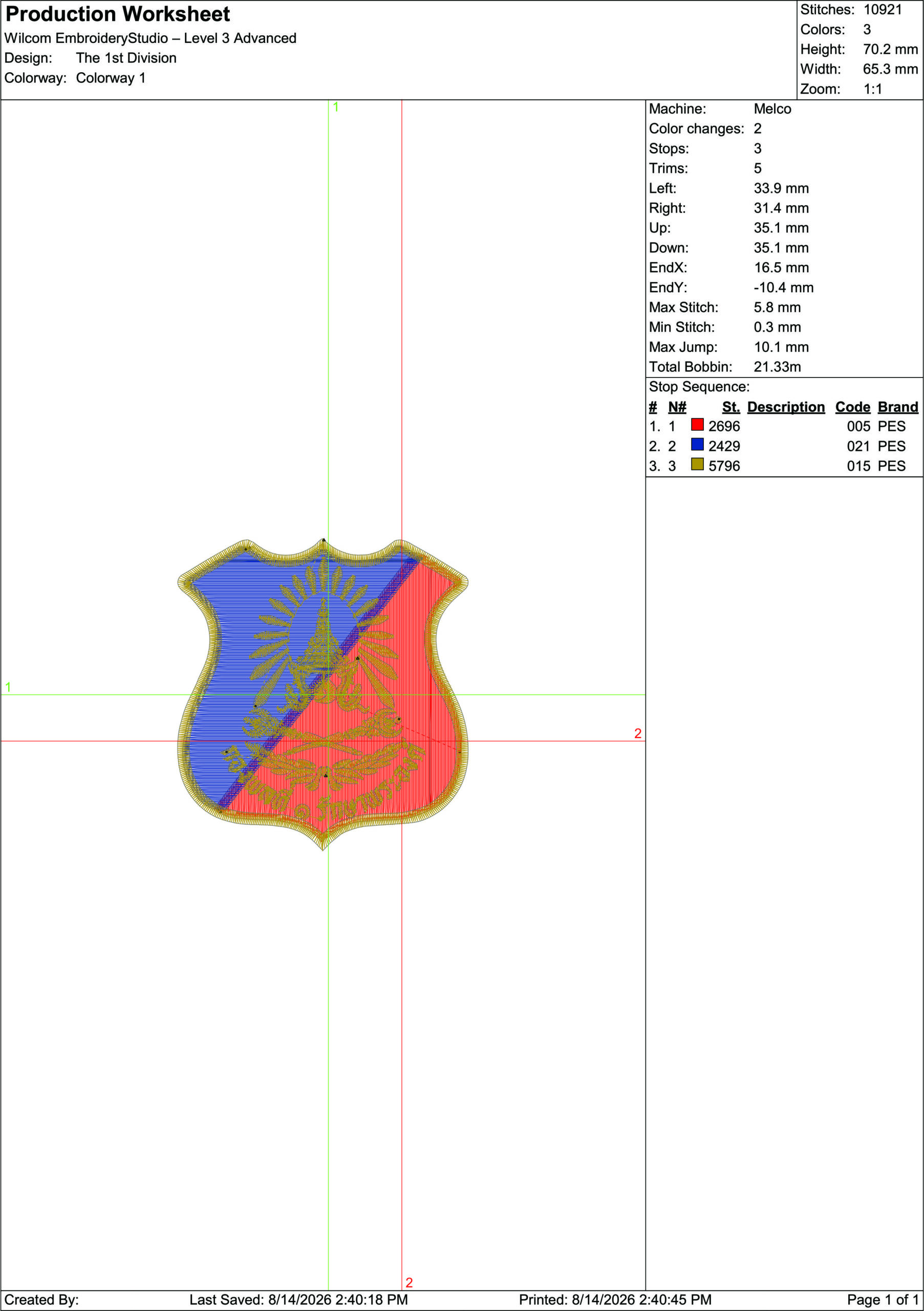 ลายปักกองพลที่ 1 รักษาพระองค์ The 1st Division, The King's Guard Embroidery Design ไฟล์ลายปักคอมพิวเตอร์ - Image 3