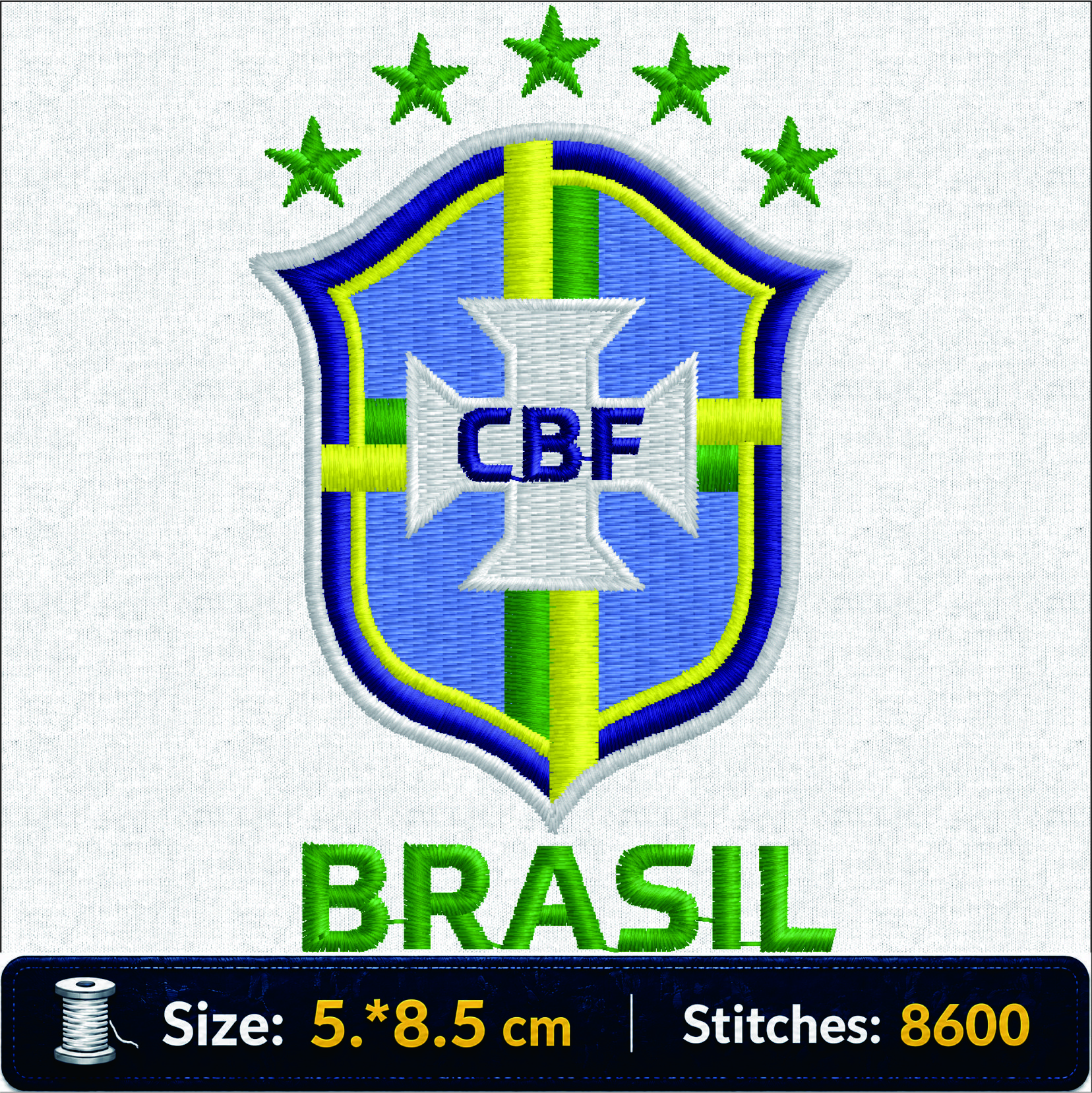 ลายปักตราบราซิล CBF ฟรี Brazil Football Crest Embroidery Design ไฟล์ลายปักคอมพิวเตอร์