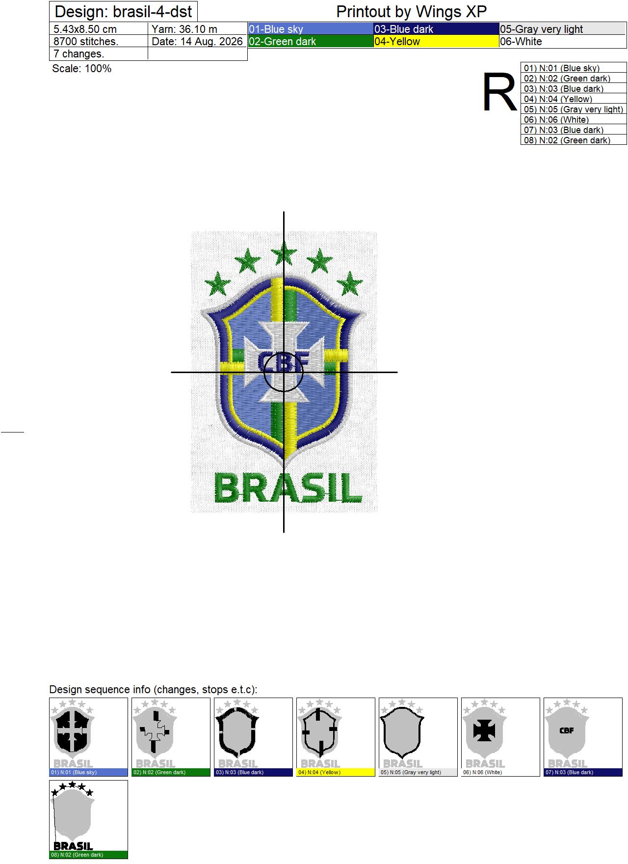 ลายปักตราบราซิล CBF ฟรี Brazil Football Crest Embroidery Design ไฟล์ลายปักคอมพิวเตอร์ - Image 2