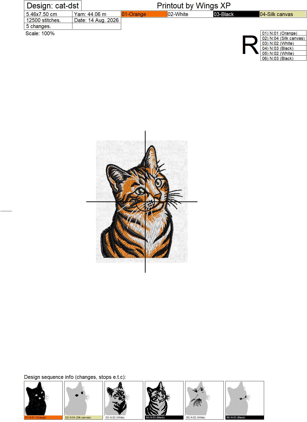 ลายปักแมวสีส้มฟรี Orange Cat Embroidery Design ไฟล์ลายปักคอมพิวเตอร์ - Image 2