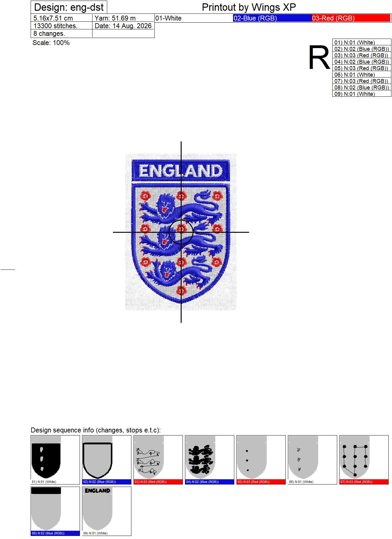 ลายปักตราอังกฤษสิงโตสามตัวฟรี England Three Lions Embroidery Design ไฟล์ลายปักคอมพิวเตอร์ - Image 2