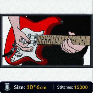 ลายปักฟรี มือกีตาร์ไฟฟ้า Electric Guitar Player Free Embroidery Design ไฟล์ลายปักคอมพิวเตอร์