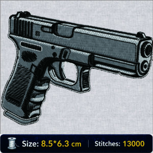 ไฟล์ลายปักปืนกล็อก Glock Handgun Embroidery Design
