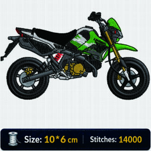 ลายปักรถมอเตอร์ไซค์ KSR สีเขียว KSR Motorcycle Embroidery Design ไฟล์ลายปักคอมพิวเตอร์
