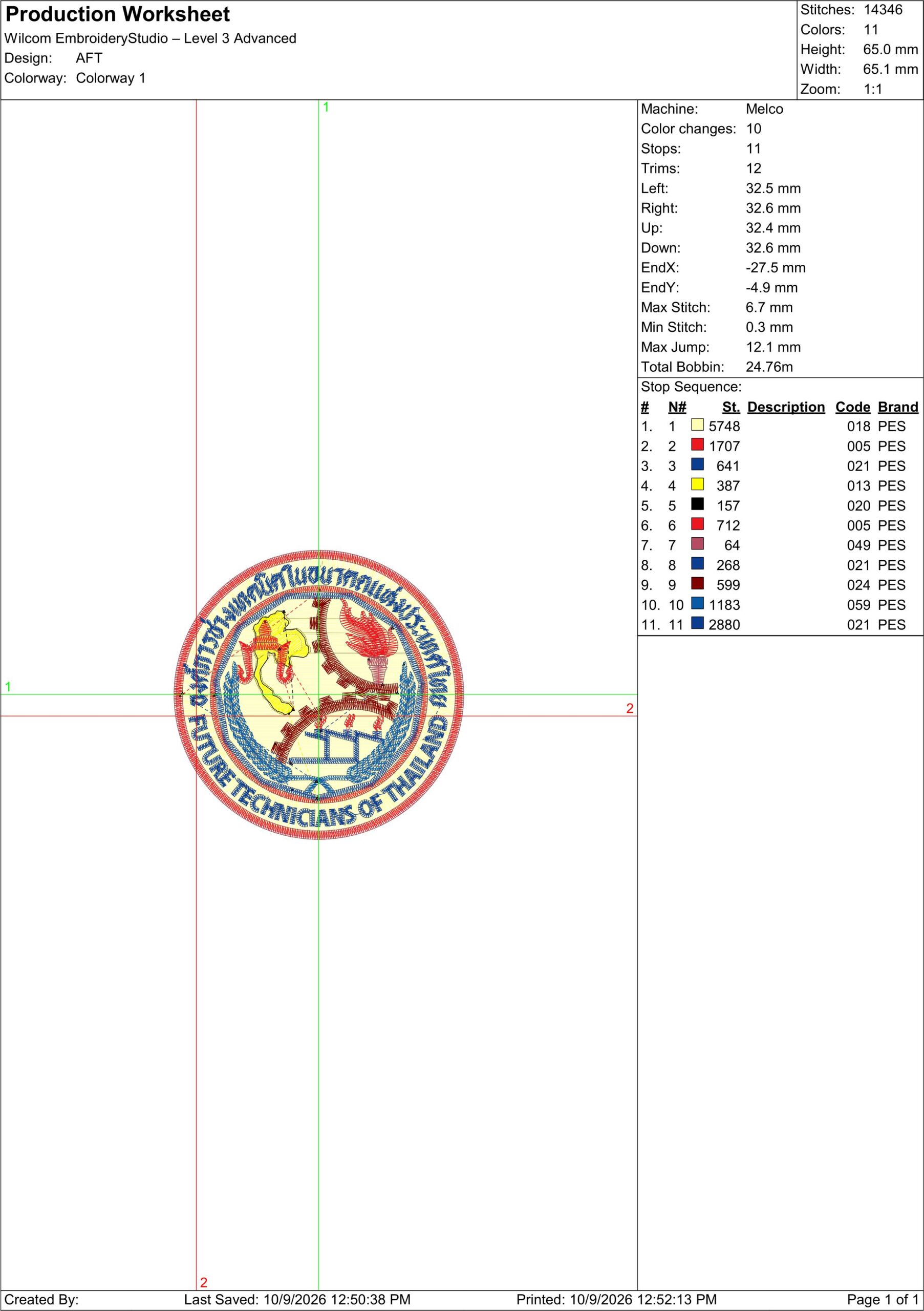 ไฟล์ลายปัก องค์การนักวิชาชีพในอนาคตแห่งประเทศไทย (อวท.) | Association of Future Thai Professional (AFT.) Embroidery Design - Image 3
