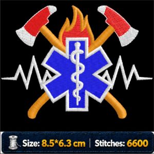 ไฟล์ลายปัก Firefighter & EMS | ลายปักหน่วยดับเพลิงและการแพทย์ฉุกเฉิน Embroidery Design