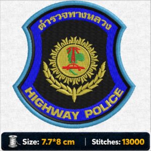 ลายปักตราตำรวจทางหลวง Highway Police Embroidery Design ไฟล์ลายปักคอมพิวเตอร์